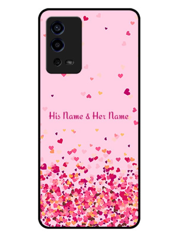 Custom Oppo A55 Photo Printing on Glass Case - Floating Hearts Design