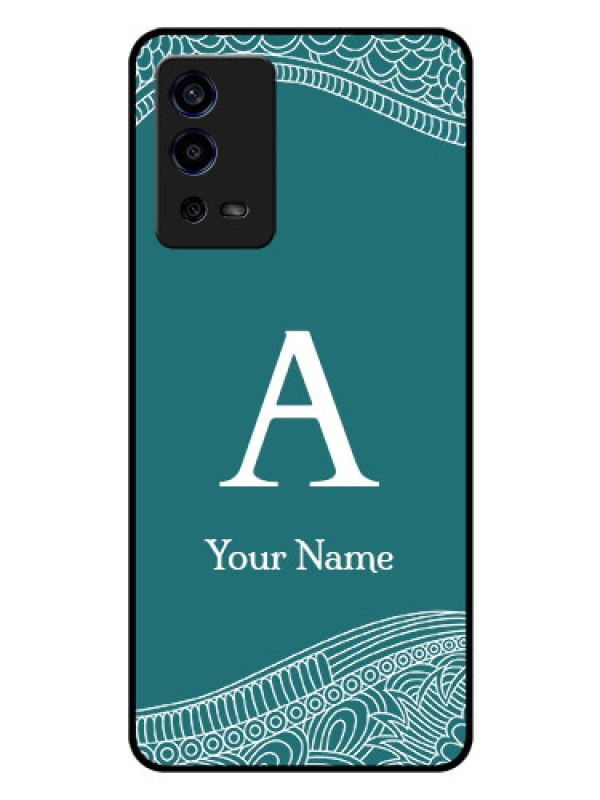 Custom Oppo A55 Personalized Glass Phone Case - line art pattern with custom name Design