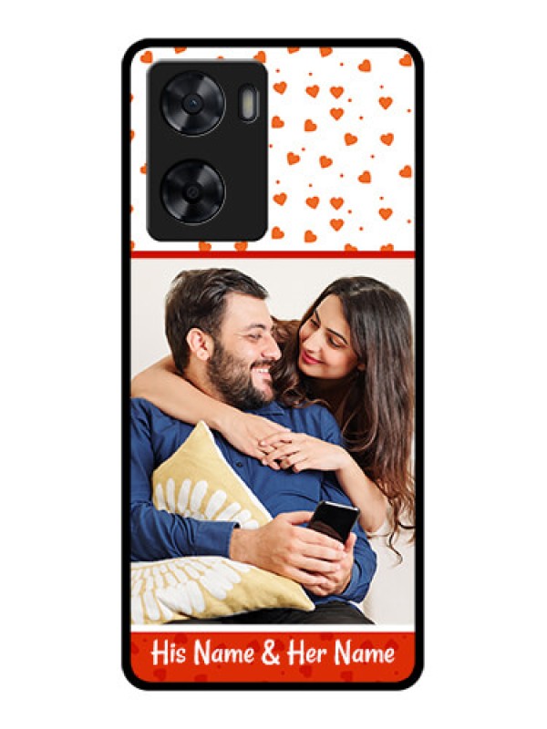 Custom Oppo A57 2022 Custom Glass Phone Case - Orange Love Symbol Design