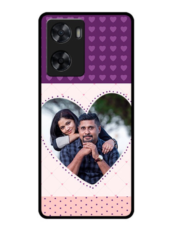 Custom Oppo A57 2022 Custom Glass Phone Case - Violet Love Dots Design