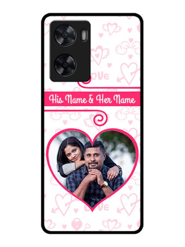 Custom Oppo A57 2022 Personalized Glass Phone Case - Heart Shape Love Design