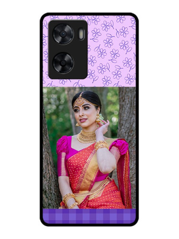 Custom Oppo A57 2022 Custom Glass Phone Case - Purple Floral Design