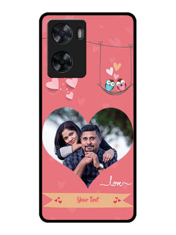 Custom Oppo A57 2022 Personalized Glass Phone Case - Peach Color Love Design