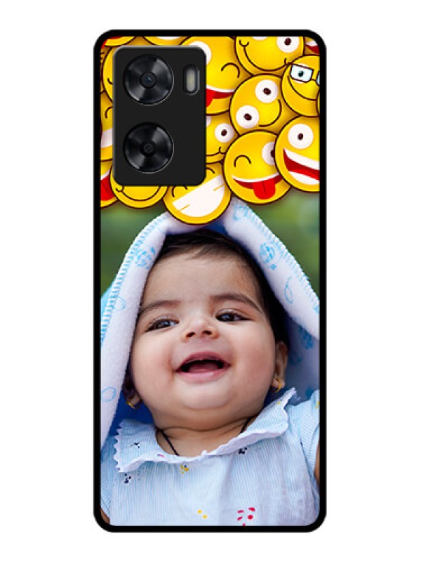 Custom Oppo A57 2022 Custom Glass Mobile Case - with Smiley Emoji Design