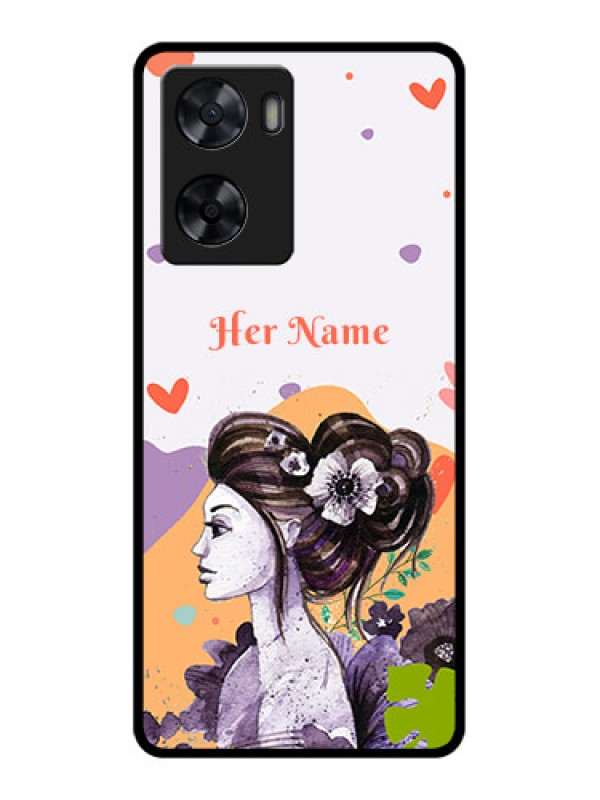 Custom Oppo A57 2022 Personalized Glass Phone Case - Woman And Nature Design