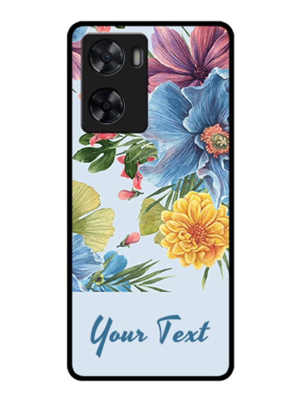 Custom Oppo A57 2022 Custom Glass Mobile Case - Stunning Watercolored Flowers Painting Design