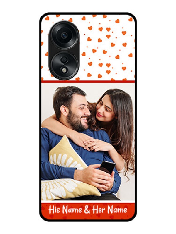 Custom Oppo A58 Custom Glass Phone Case - Orange Love Symbol Design