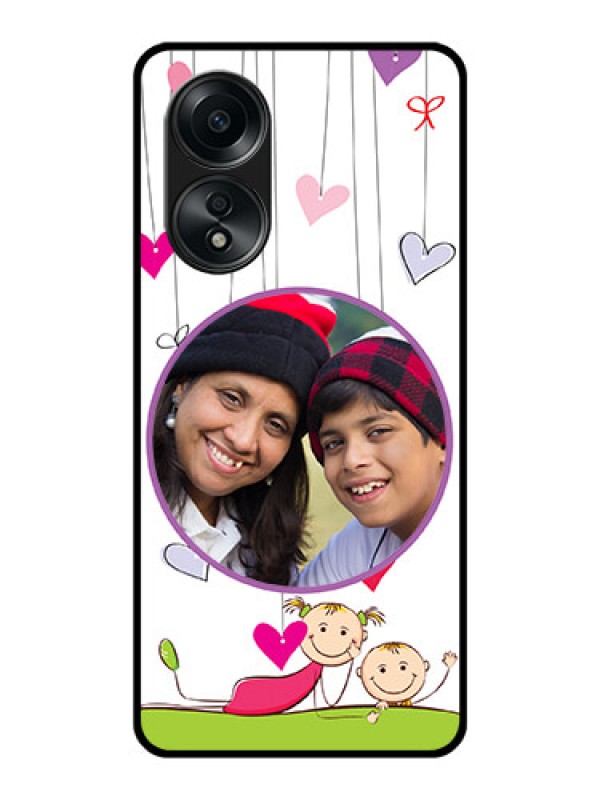 Custom Oppo A58 Photo Printing on Glass Case - Cute Kids Phone Case Design