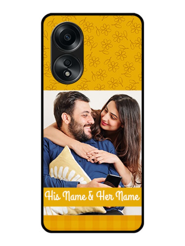 Custom Oppo A58 Custom Glass Mobile Case - Yellow Floral Design