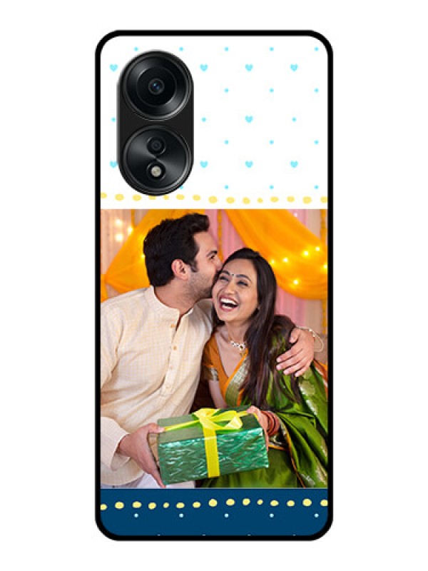 Custom Oppo A58 Personalized Glass Phone Case - White and Blue Abstract Design