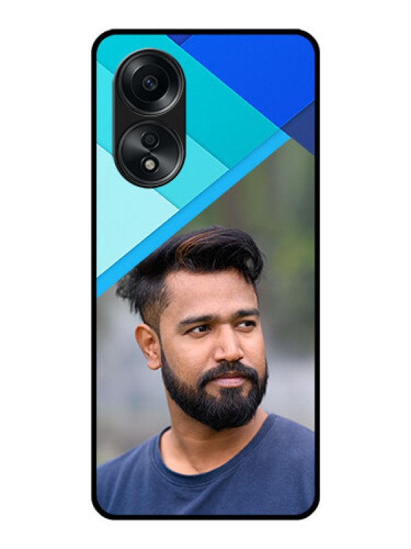 Custom Oppo A58 Custom Glass Phone Case - Blue Pattern Design