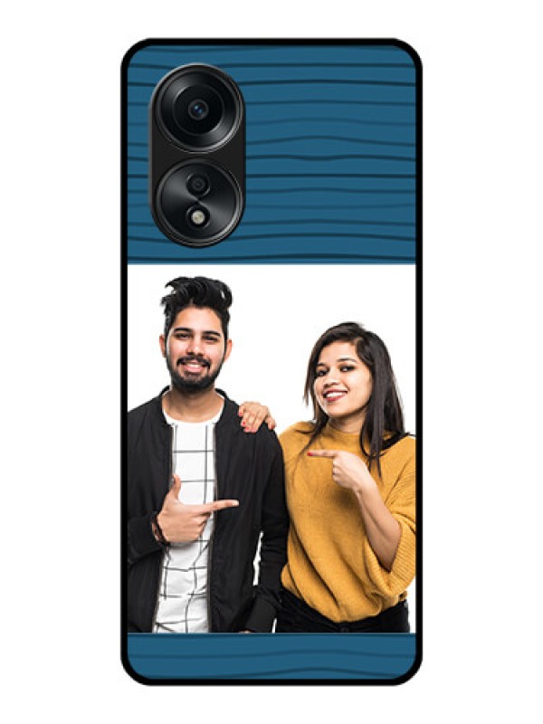 Custom Oppo A58 Custom Glass Phone Case - Blue Pattern Cover Design