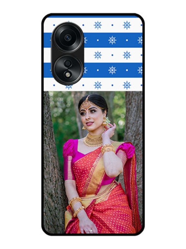 Custom Oppo A58 Photo Printing on Glass Case - Snow Pattern Design