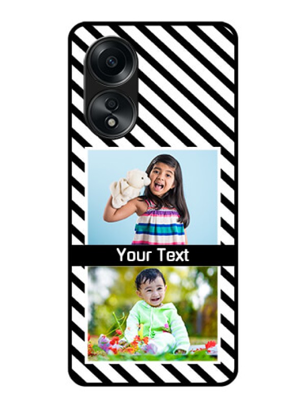 Custom Oppo A58 Photo Printing on Glass Case - Black And White Stripes Design