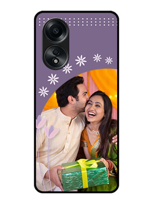 Custom Oppo A58 Custom Glass Mobile Case - Lavender flowers design