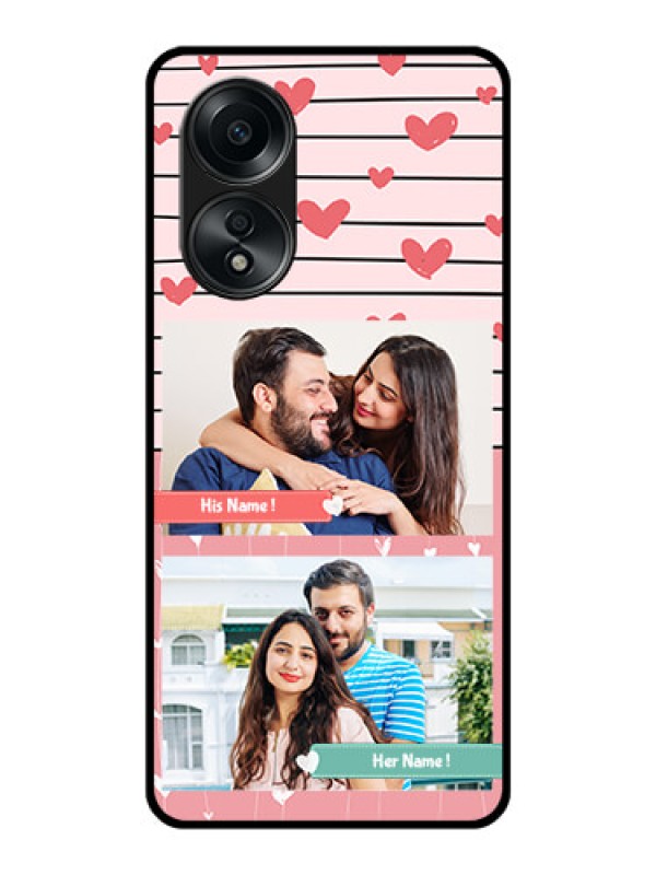Custom Oppo A58 Custom Glass Mobile Case - Photo with Heart Design