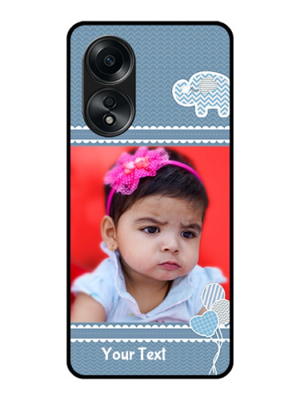 Custom Oppo A58 Photo Printing on Glass Case - with Kids Pattern Design
