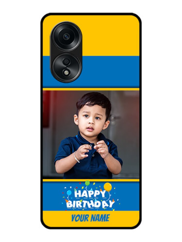 Custom Oppo A58 Custom Glass Mobile Case - Birthday Wishes Design