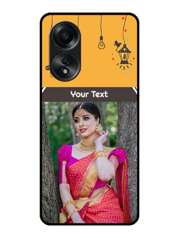 Custom Oppo A58 Custom Glass Mobile Case - with Family Picture and Icons