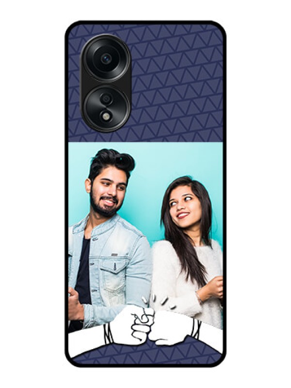 Custom Oppo A58 Photo Printing on Glass Case - with Best Friends Design