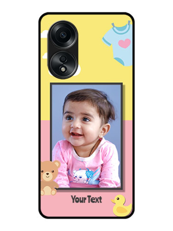 Custom Oppo A58 Photo Printing on Glass Case - Kids 2 Color Design