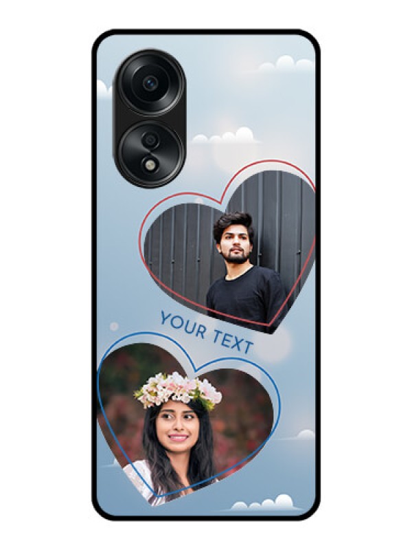 Custom Oppo A58 Custom Glass Mobile Case - Blue Color Couple Design