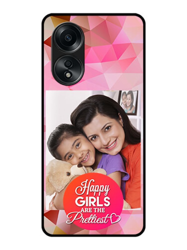 Custom Oppo A58 Photo Printing on Glass Case - Abstract Triangle Design