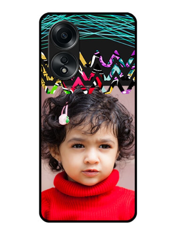 Custom Oppo A58 Personalized Glass Phone Case - Neon Abstract Design