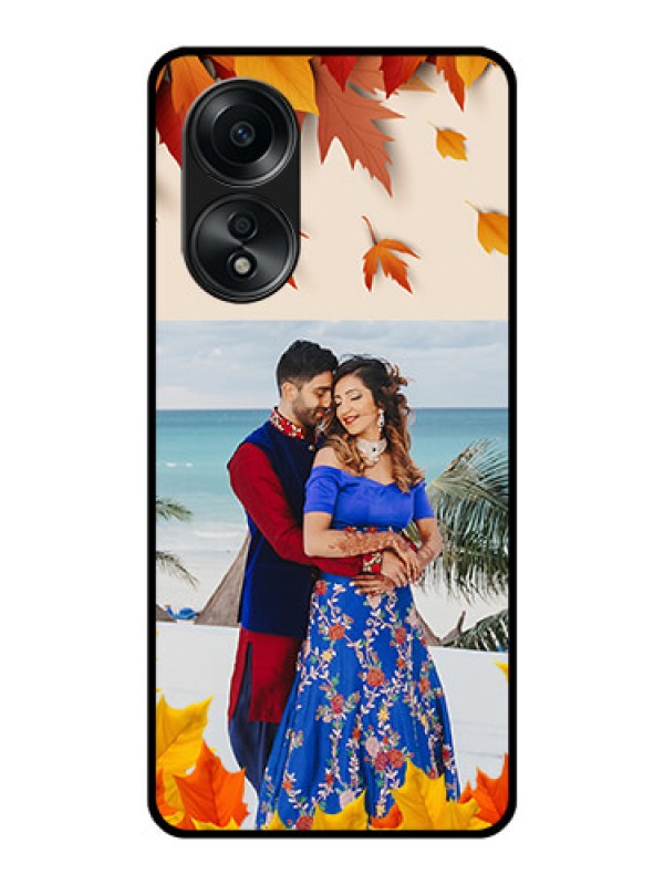 Custom Oppo A58 Photo Printing on Glass Case - Autumn Maple Leaves Design