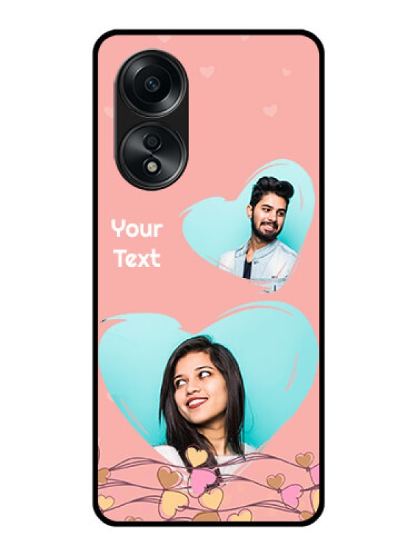 Custom Oppo A58 Custom Glass Mobile Case - Love Doodle Design