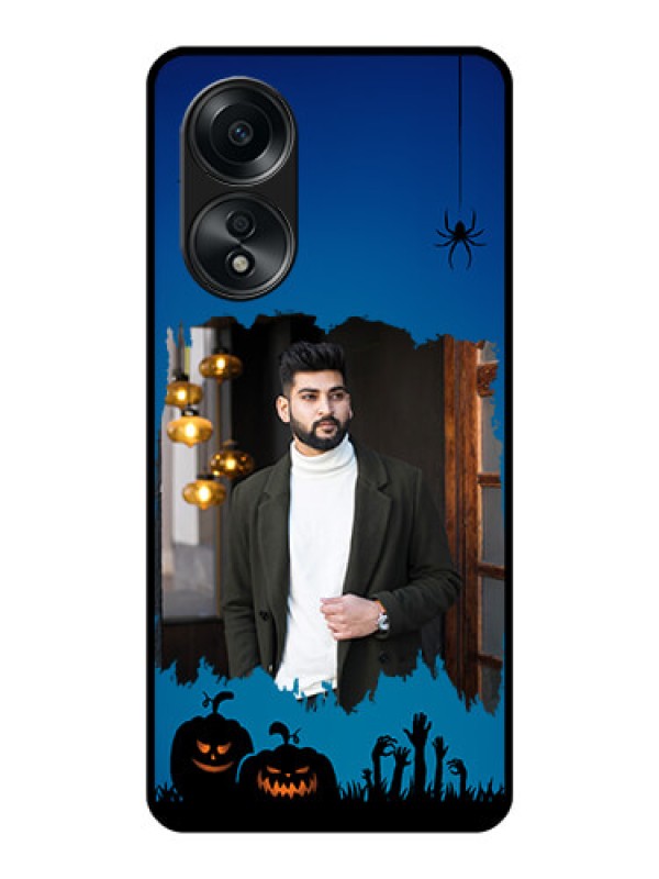 Custom Oppo A58 Photo Printing on Glass Case - with pro Halloween design