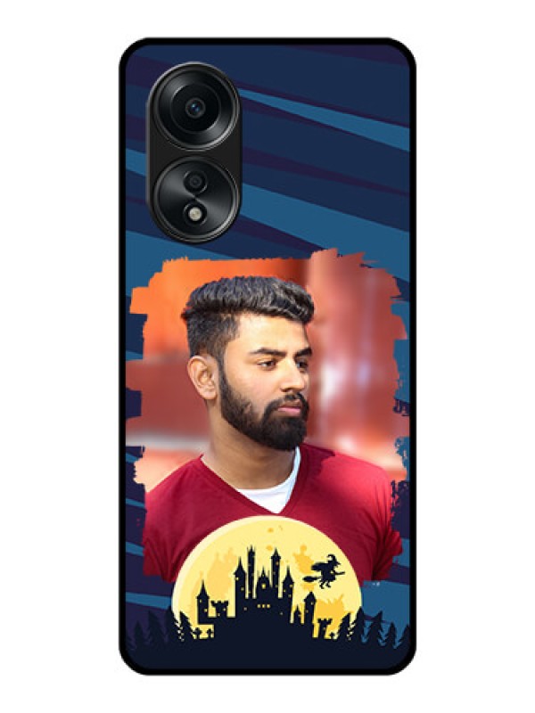 Custom Oppo A58 Photo Printing on Glass Case - Halloween Witch Design