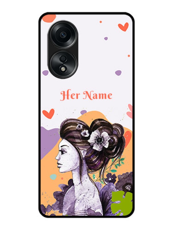 Custom Oppo A58 Personalized Glass Phone Case - Woman And Nature Design