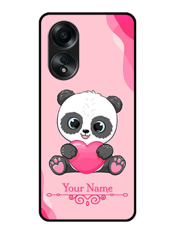 Custom Oppo A58 Custom Glass Mobile Case - Cute Panda Design