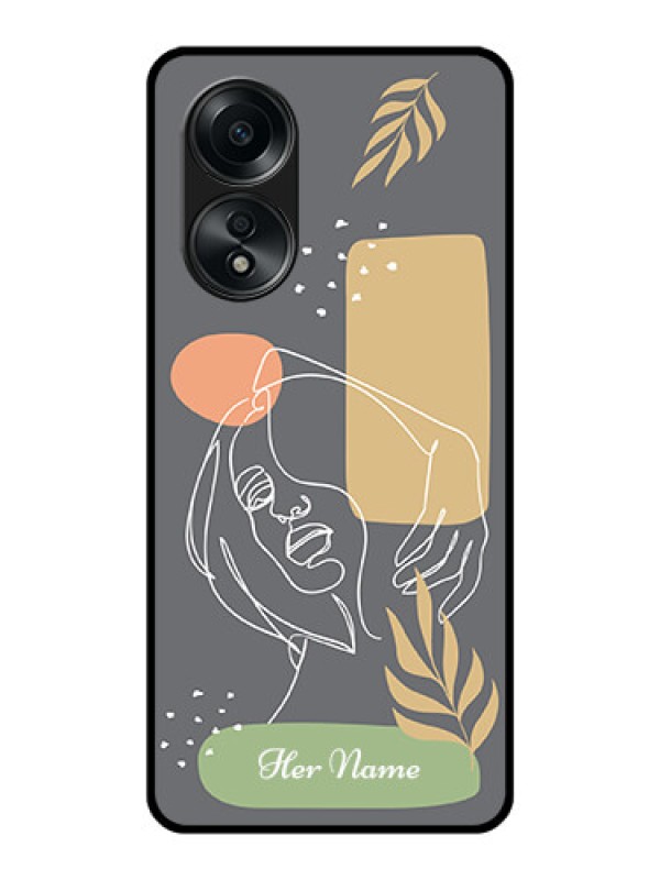 Custom Oppo A58 Custom Glass Phone Case - Gazing Woman line art Design