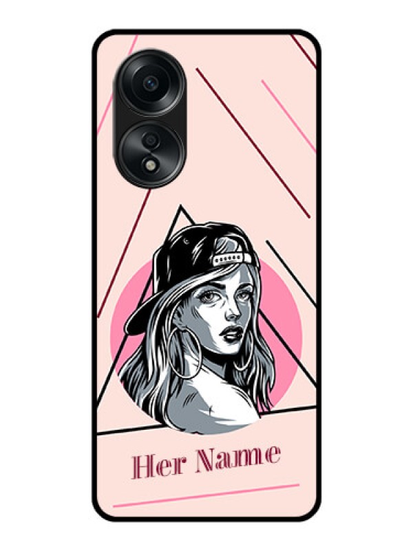 Custom Oppo A58 Personalized Glass Phone Case - Rockstar Girl Design