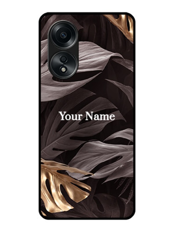 Custom Oppo A58 Personalised Glass Phone Case - Wild Leaves digital paint Design