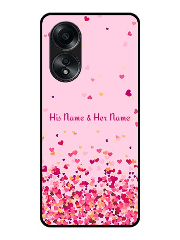 Custom Oppo A58 Photo Printing on Glass Case - Floating Hearts Design