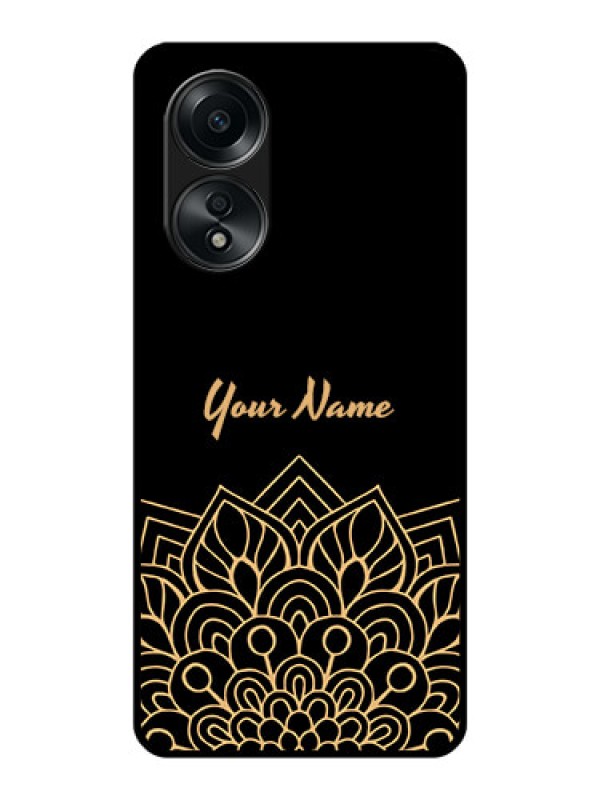 Custom Oppo A58 Custom Glass Phone Case - Golden mandala Design