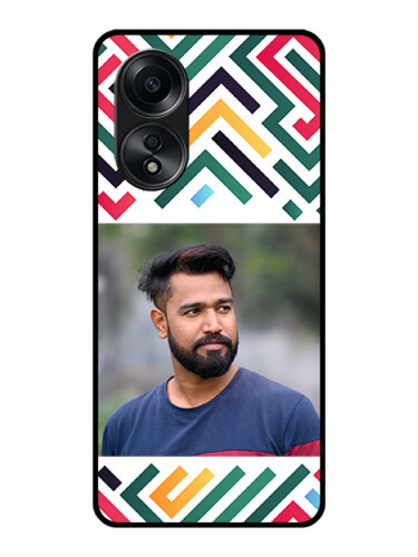 Custom Oppo A58 Personalized Glass Phone Case - Colorful Maze Pattern Design