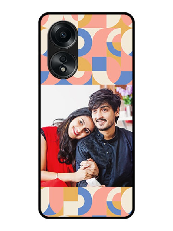 Custom Oppo A58 Photo Printing on Glass Case - Semi-circle Maze Pattern Design