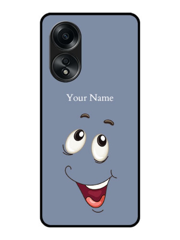 Custom Oppo A58 Photo Printing on Glass Case - Laughing Cartoon Face Design