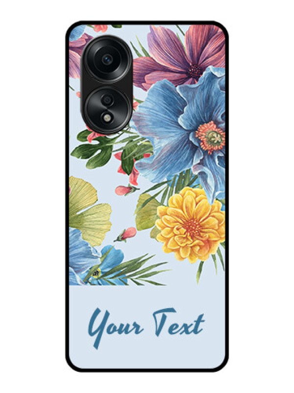 Custom Oppo A58 Custom Glass Mobile Case - Stunning Watercolored Flowers Painting Design