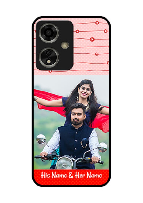 Oppo A59 5G Custom Glass Phone Case - Red Pattern Case Design