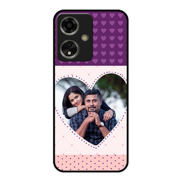Oppo A59 5G Custom Glass Phone Case - Violet Love Dots Design