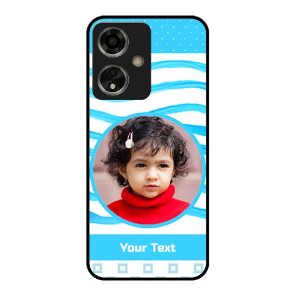 Oppo A59 5G Custom Glass Phone Case - Simple Blue Case Design