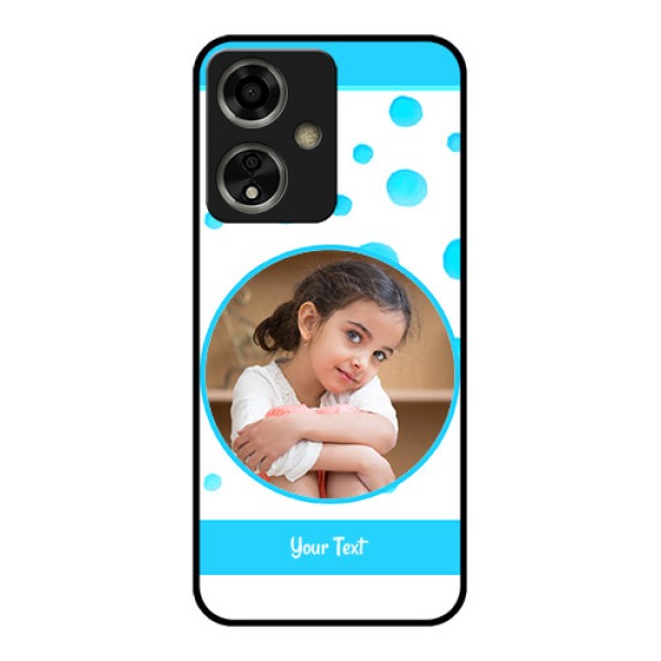 Oppo A59 5G Custom Glass Phone Case - Blue Bubbles Pattern Design