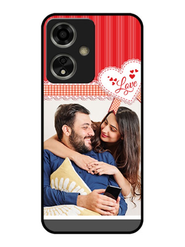 Custom Oppo A59 5G Custom Glass Phone Case - Red Love Pattern Design
