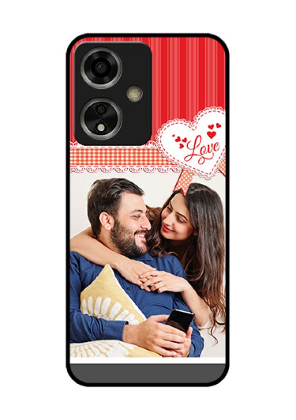 Oppo A59 5G Custom Glass Phone Case - Red Love Pattern Design
