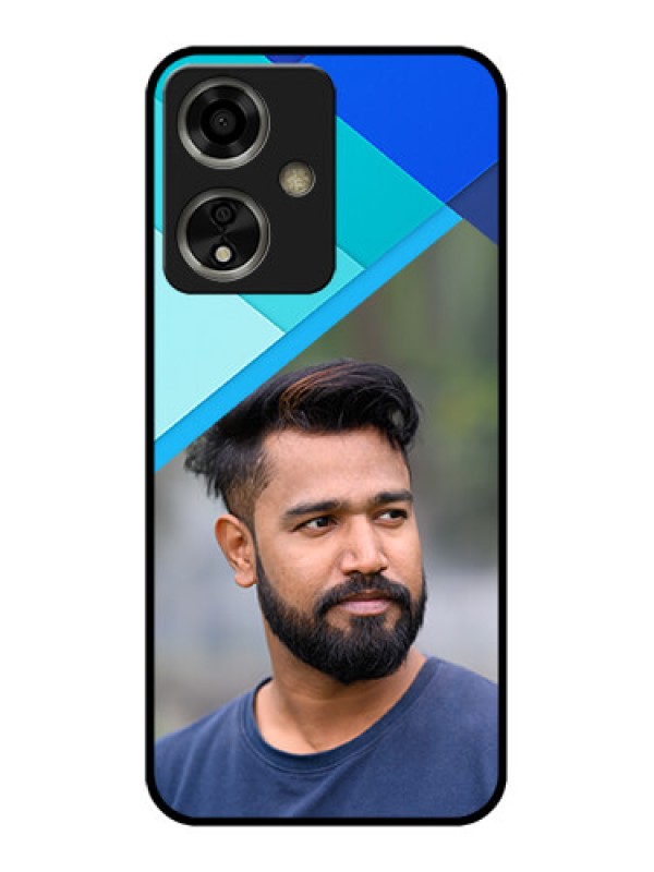Custom Oppo A59 5G Custom Glass Phone Case - Blue Pattern Design